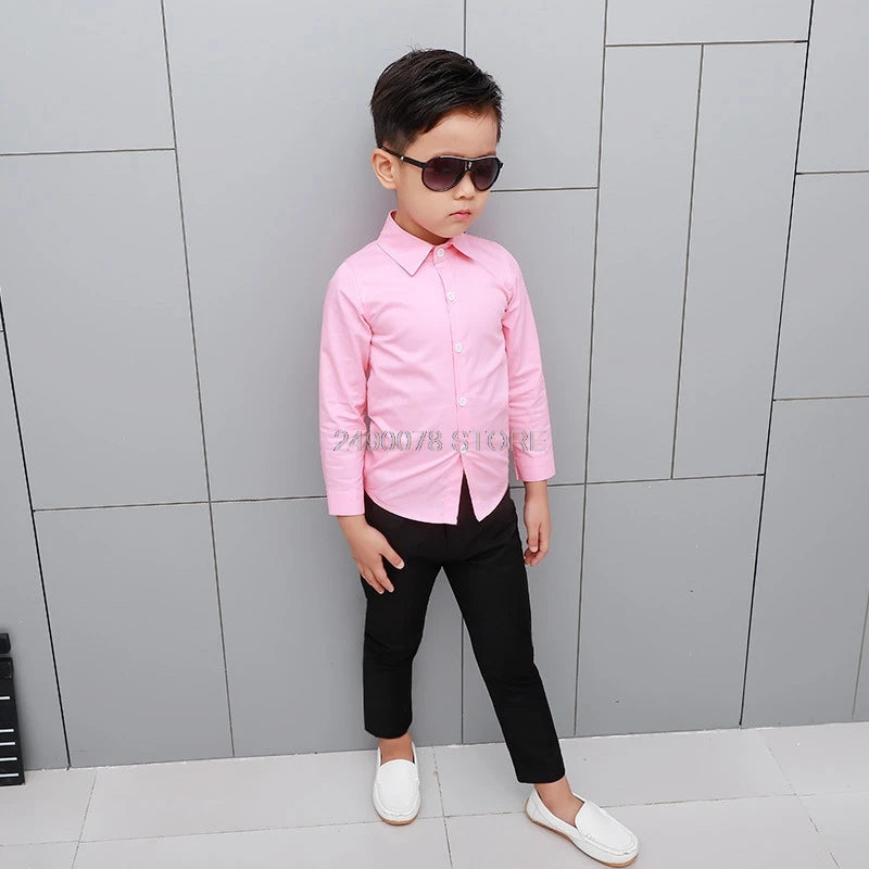 White Shirt For boys long sleeve School Boys Dress Shirt Children Baby Blouse Clothe for Kids boys birthday Formal Shirts