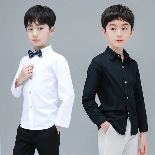 T Shirt for Boys School Kids White Performance Blouse Clothe Kids Teenage Boys Girls Turn Down Collar Birthday Formal Prom Shirt