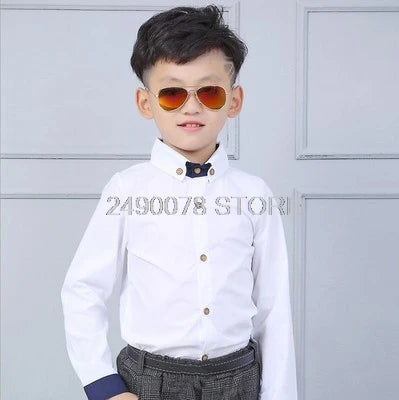 White Shirt For boys long sleeve School Boys Dress Shirt Children Baby Blouse Clothe for Kids boys birthday Formal Shirts