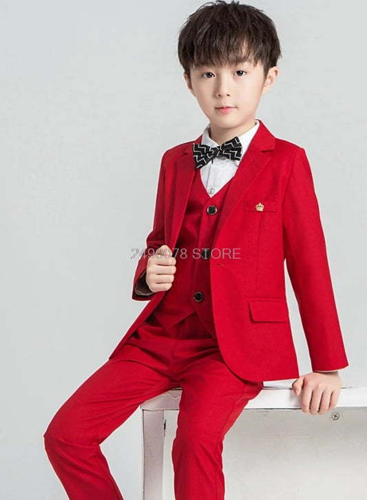 Kids sets for boys Brand Children Suit Kids Formal Birthday Dress Weddings Clothe Set Baby jacket Vest Pants bowtie 4pcs Suit