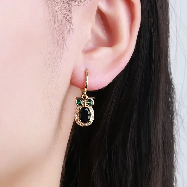 Owl Crystal Animal Parrot Ear Buckle Diamond Set Zircon Creative New Design Women's Luxury Jewelry High Quality Earrings