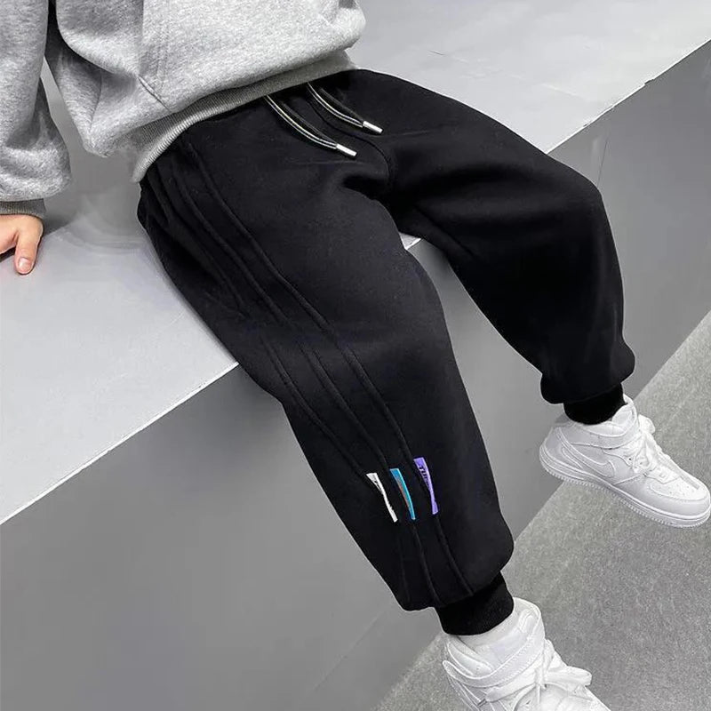 Spring Autumn Casual Boys Pants Loose Striped Pattern Long Style Trousers For Kids Teenage Children Sport Clothes 3-10 Years