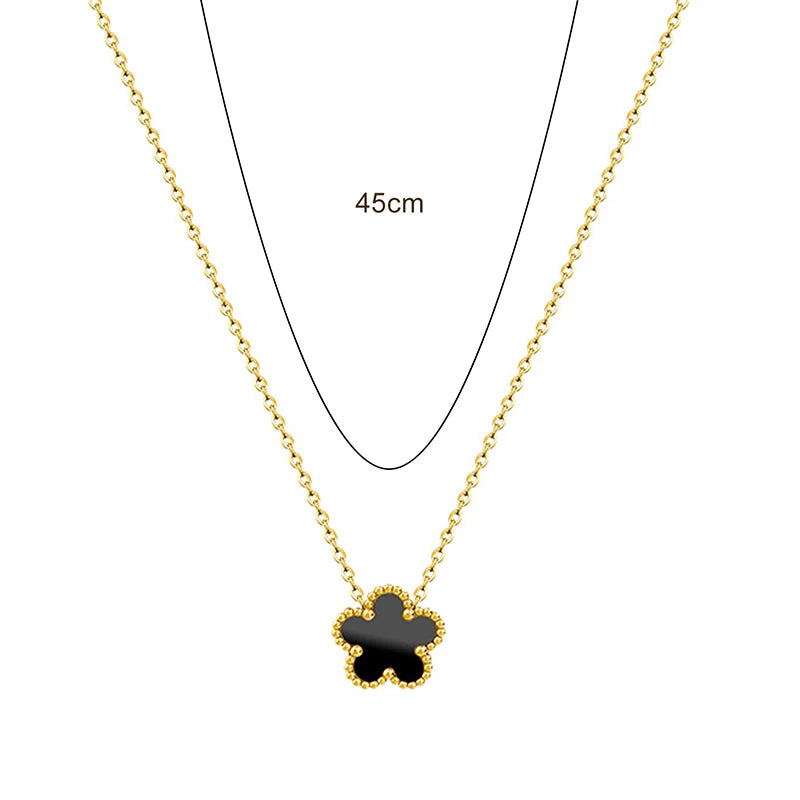 Fashion Stainless Steel Necklace Woman Five-leaf Flower Simple Clover Elegant Womens Necklaces Pendant Charm Jewelry Accessories