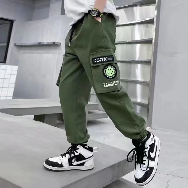 New Spring and Autumn Children's Teenage Boys Casual School Sports Pants Korean Pants Jogging Children's Jogging Sports Pants