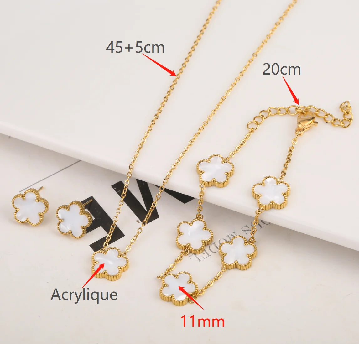 Sweet And Cute Plum Blossom New Design Plant Five Leaf Flower Adjustable Bracelet Women's Luxury Shell Stainless Steel Clover