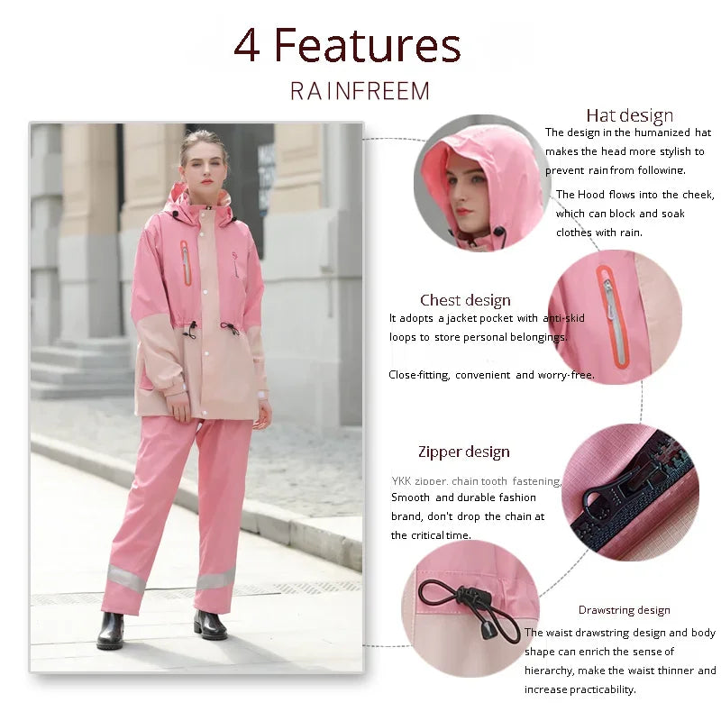 Split Raincoat Jacket Rain Pants Suit Adult Waterproof Outdoor Motorcycle Cycling Hiking Fishing Rainproof Protective Equipment